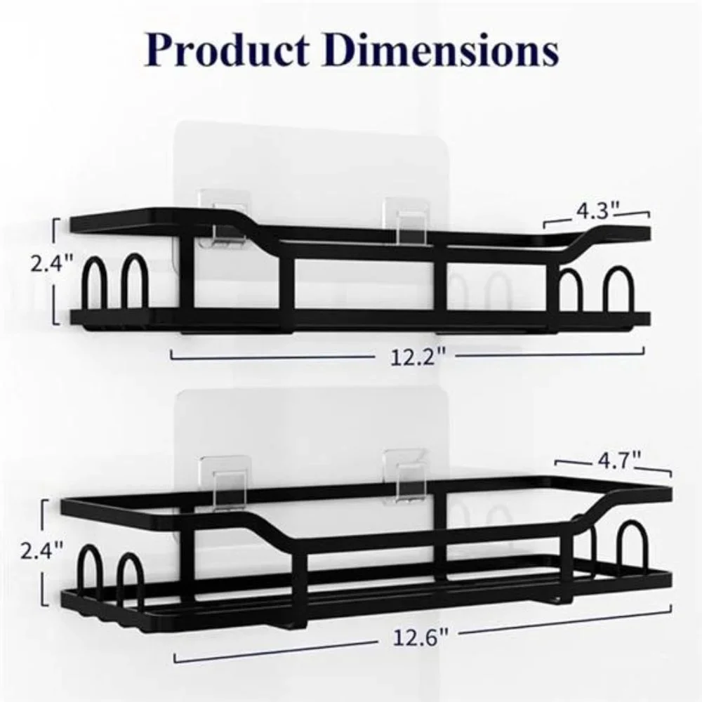 Shower Caddy XL - Adhesive Shower Organizer, Stainless Steel, No Drill, 2 Pack